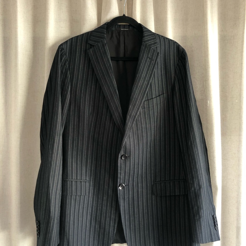 Z Zegna Black Pinstripe Men's Suit Jacket
